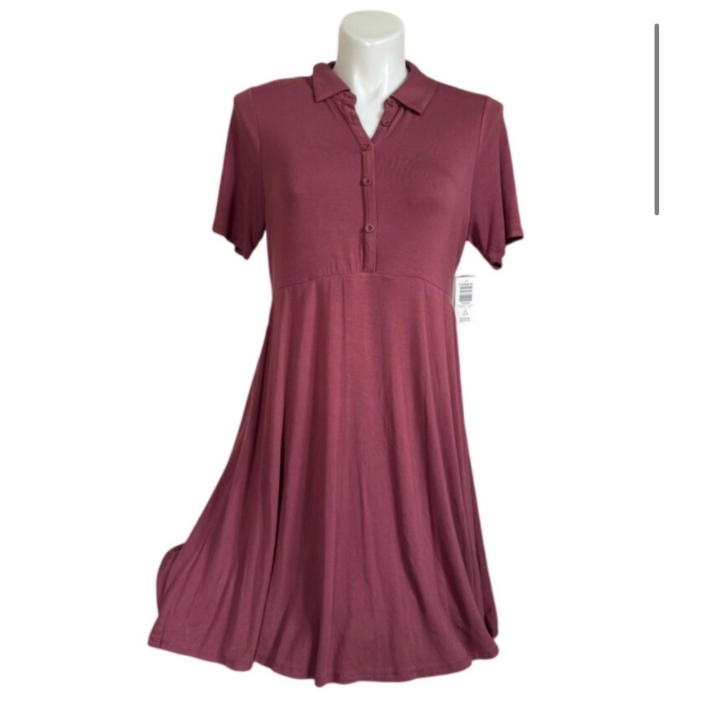 NEW Torrid Super Soft Rose Burgundy Polo T-Shirt Dress Collared Size 1‎ 1X 14-16